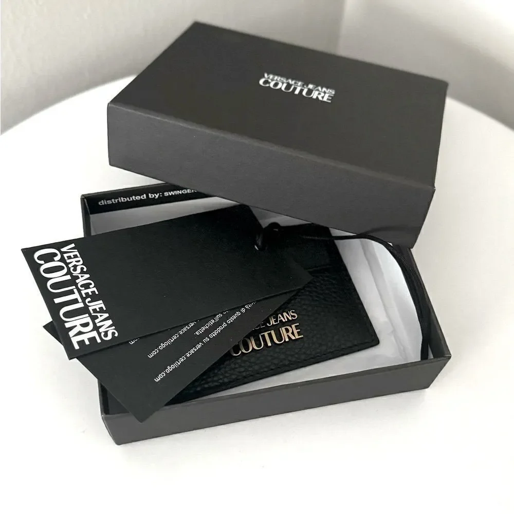 ⭕️ VERSACE JEANS Men’s Card Holder Wallet Black Designer